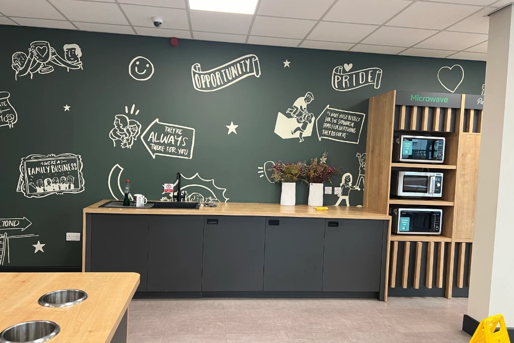 A bank of microwaves within the Samworth&#039;s micromarket